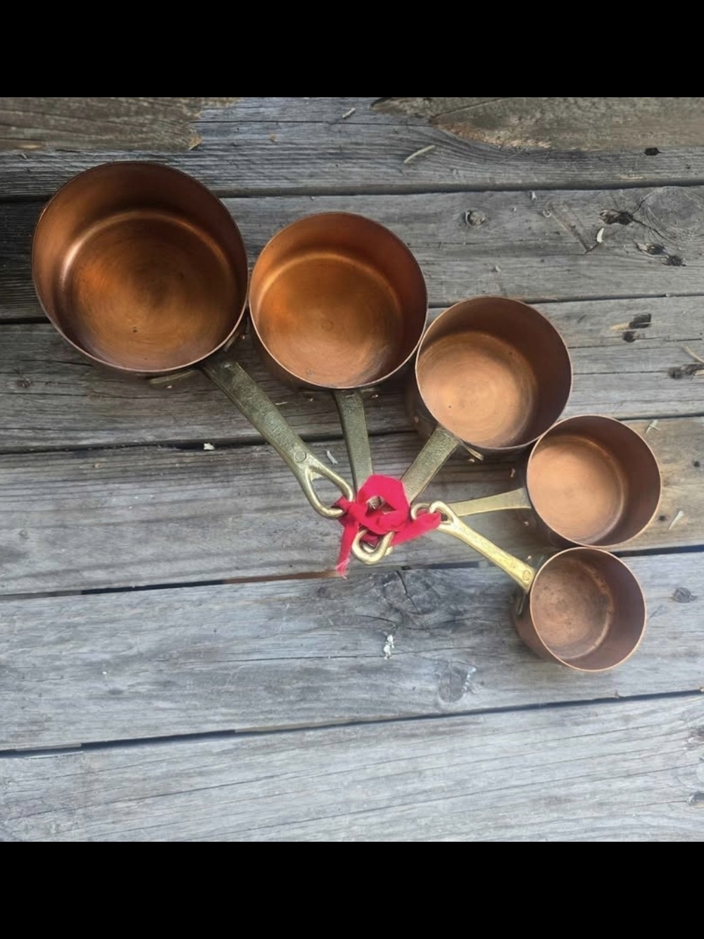 Antique french saucepans set of five